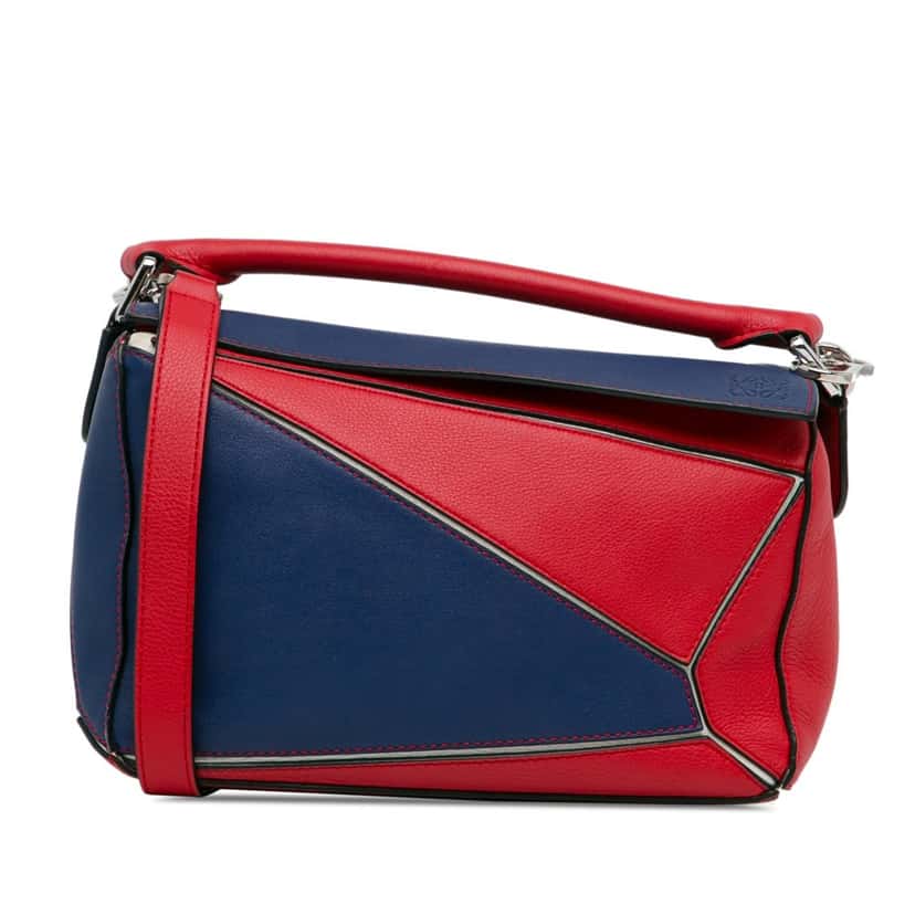 Loewe Small Bicolor Calfskin Puzzle Satchel Red Leather Good condition - Front View