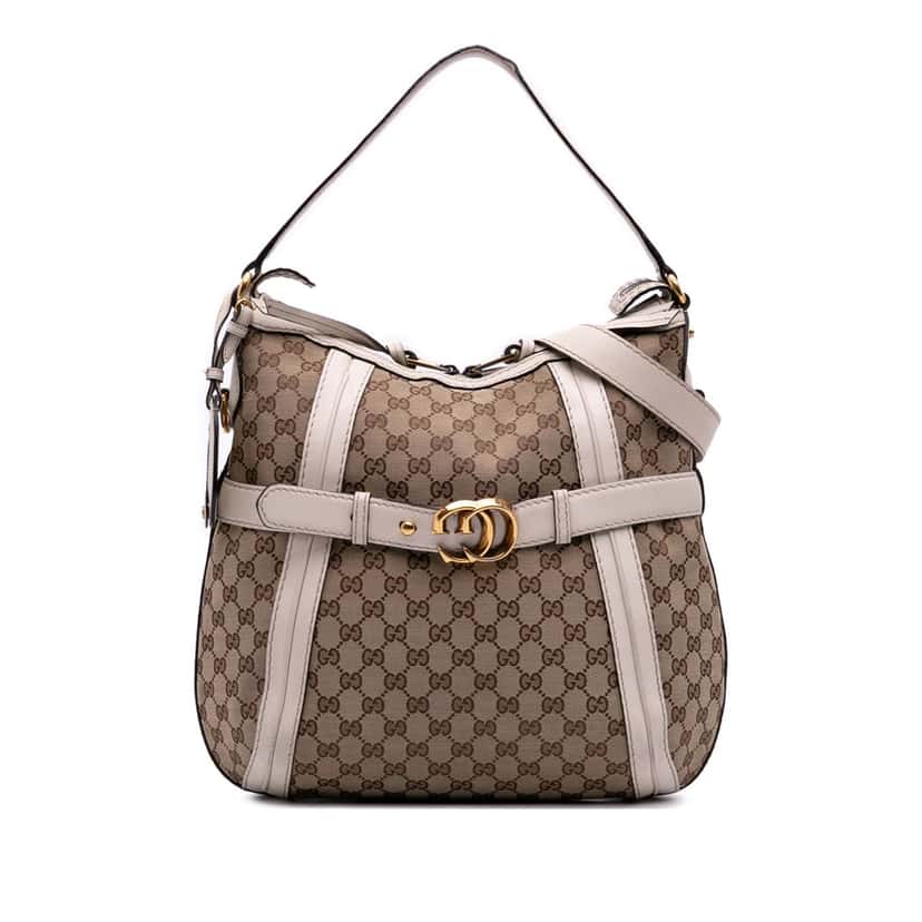 Gucci Medium GG Canvas Running Satchel Brown Canvas Good condition - Front View
