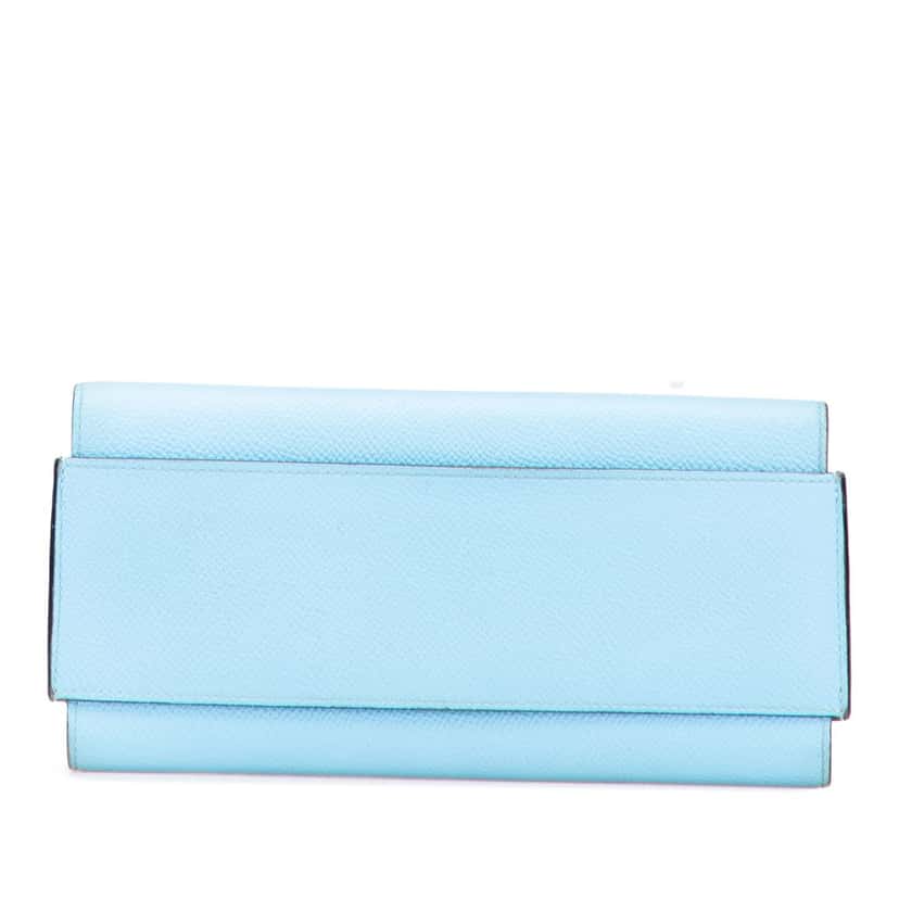 Hermès Epsom Passant Long Wallet Blue Leather Good condition - Front View