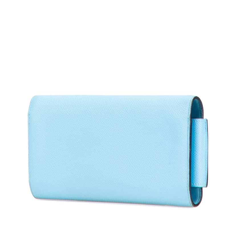 Hermès Epsom Passant Long Wallet Blue Leather Good condition - Back View