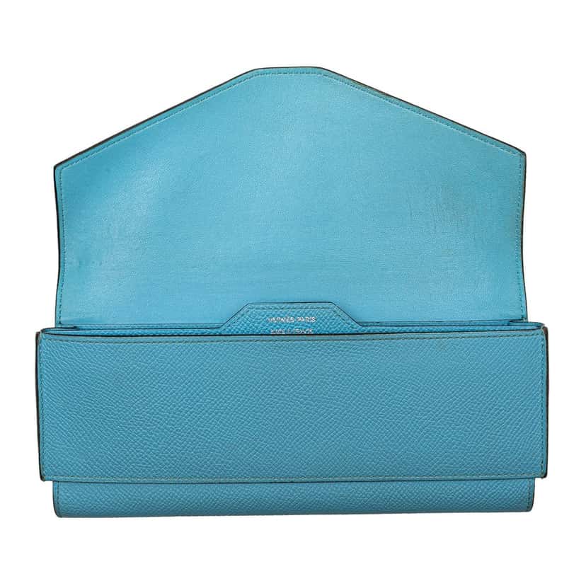 Hermès Epsom Passant Long Wallet Blue Leather Good condition - Model View