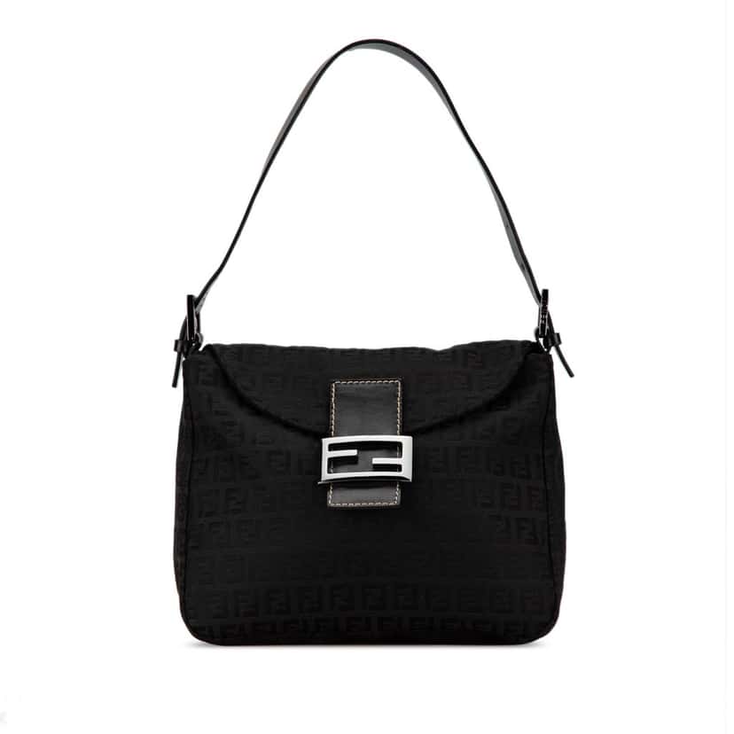Fendi Zucchino Canvas Double Flap Mamma Black Canvas Good condition - Front View