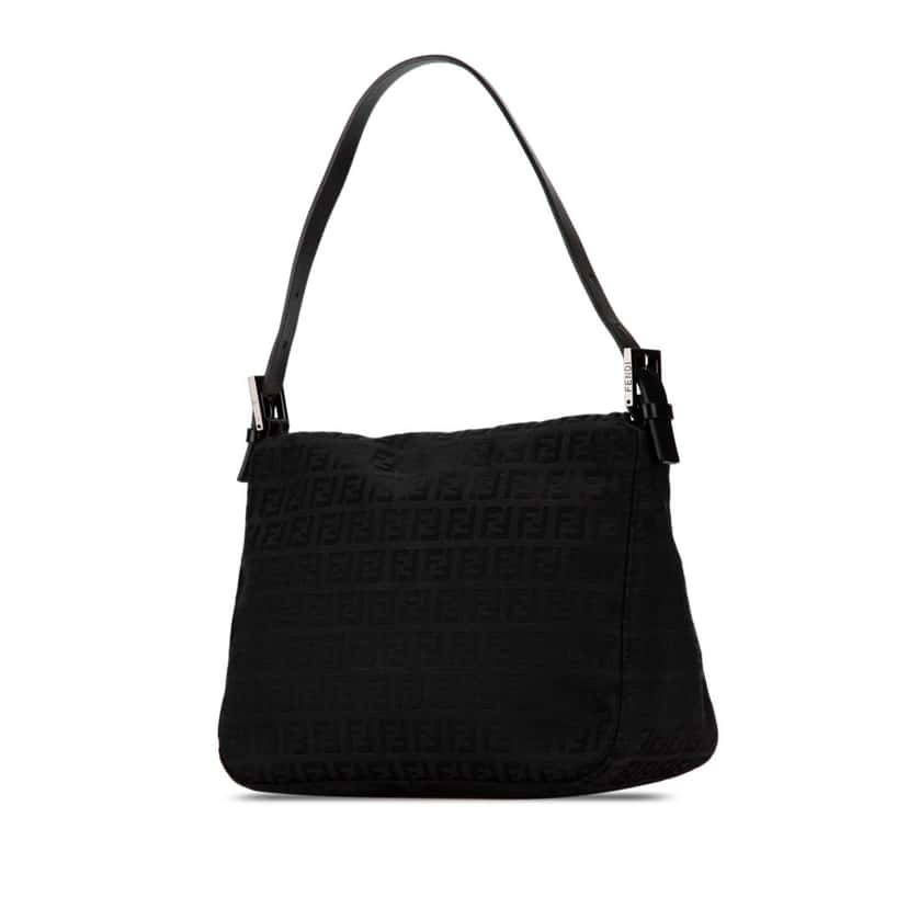 Fendi Zucchino Canvas Double Flap Mamma Black Canvas Good condition - Back View