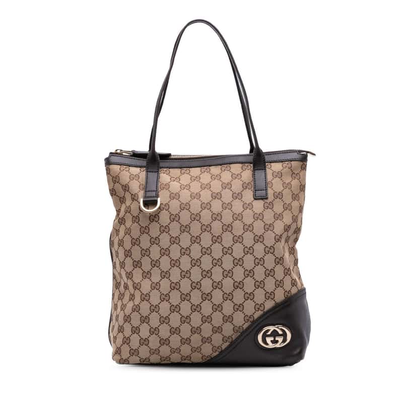 Gucci GG Canvas Britt Tote Brown Canvas Good condition - Front View