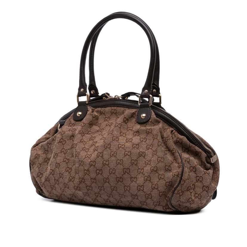 Gucci GG Canvas Sukey Satchel Brown Canvas Good condition - Back View