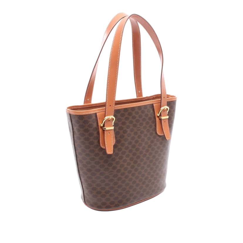 Celine Macadam Coated Canvas Handbag Brown Canvas Good condition - Back View