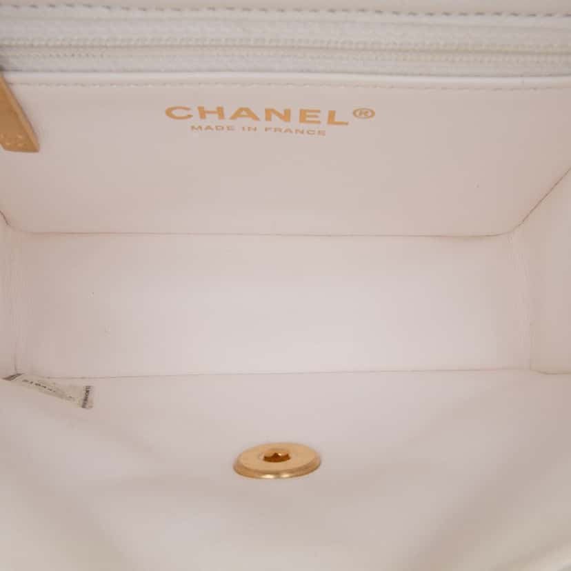 Chanel Mini Quilted Caviar Sweet Classic Flap White Leather Good condition - Model View