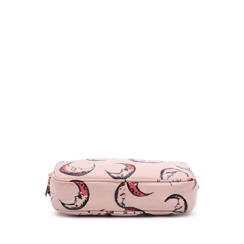 Miu Miu Goatskin Madras Moon Print Double Zip Crossbody Pink Leather Good condition - Inside View