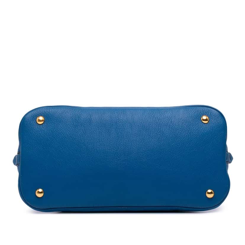 Miu Miu Goatskin Madras Bowling Bag Blue Leather Good condition - Inside View