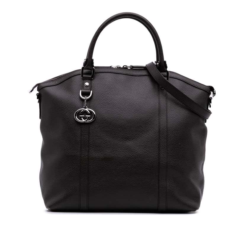 Gucci Large Leather GG Charm Dome Satchel Brown Leather Good condition - Front View