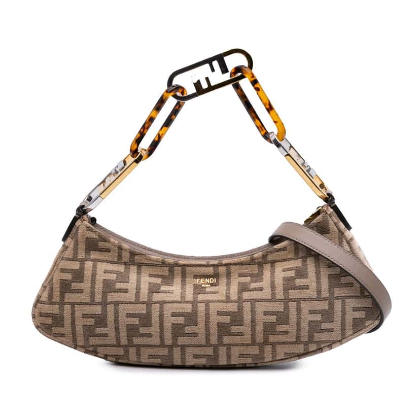 Fendi Zucca Chenille OLock Swing Satchel Brown Wool Good condition - Front View