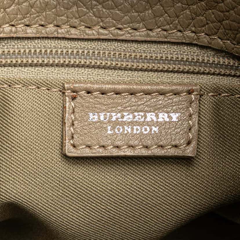 Burberry House Check Trimmed Leather Horn Toggle Tote Brown Leather Good condition - Box View