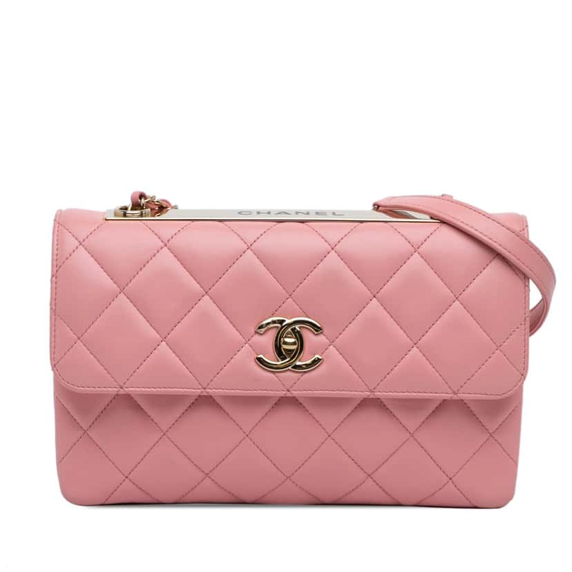 Chanel Medium Lambskin Trendy CC Flap Pink Leather Good condition - Front View
