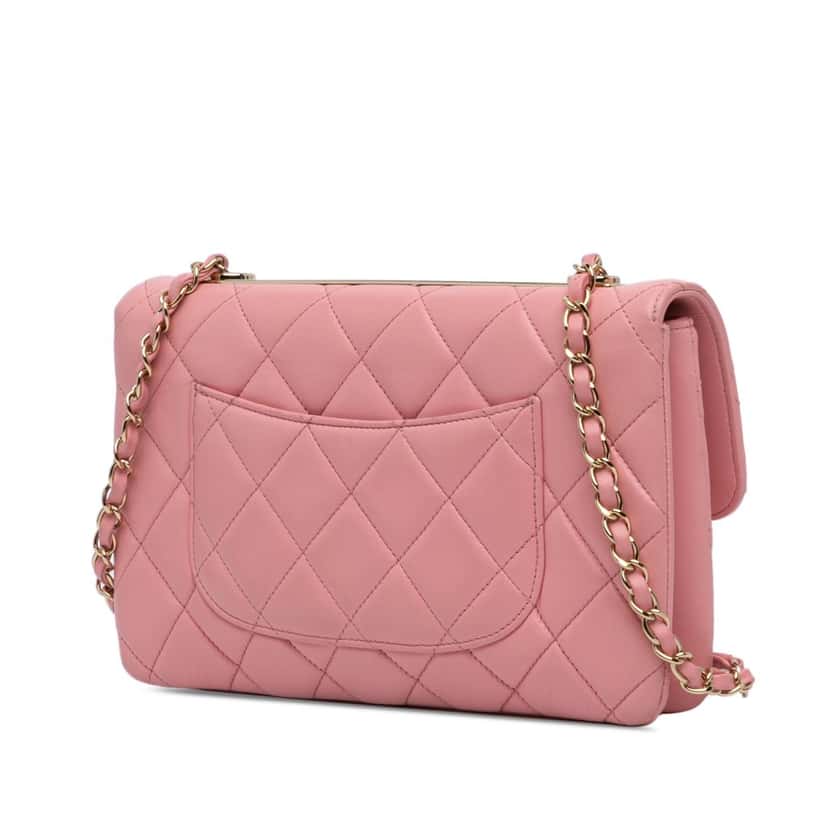 Chanel Medium Lambskin Trendy CC Flap Pink Leather Good condition - Back View