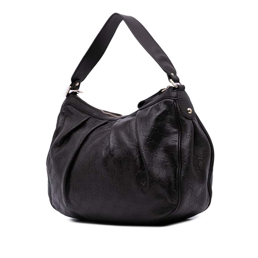 Gucci Guccissima Sukey Shoulder Bag Black Leather Good condition - Back View