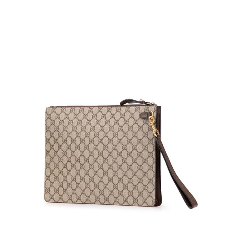 Gucci GG Supreme Web Butterfly Clutch Brown Canvas Very good condition - Back View