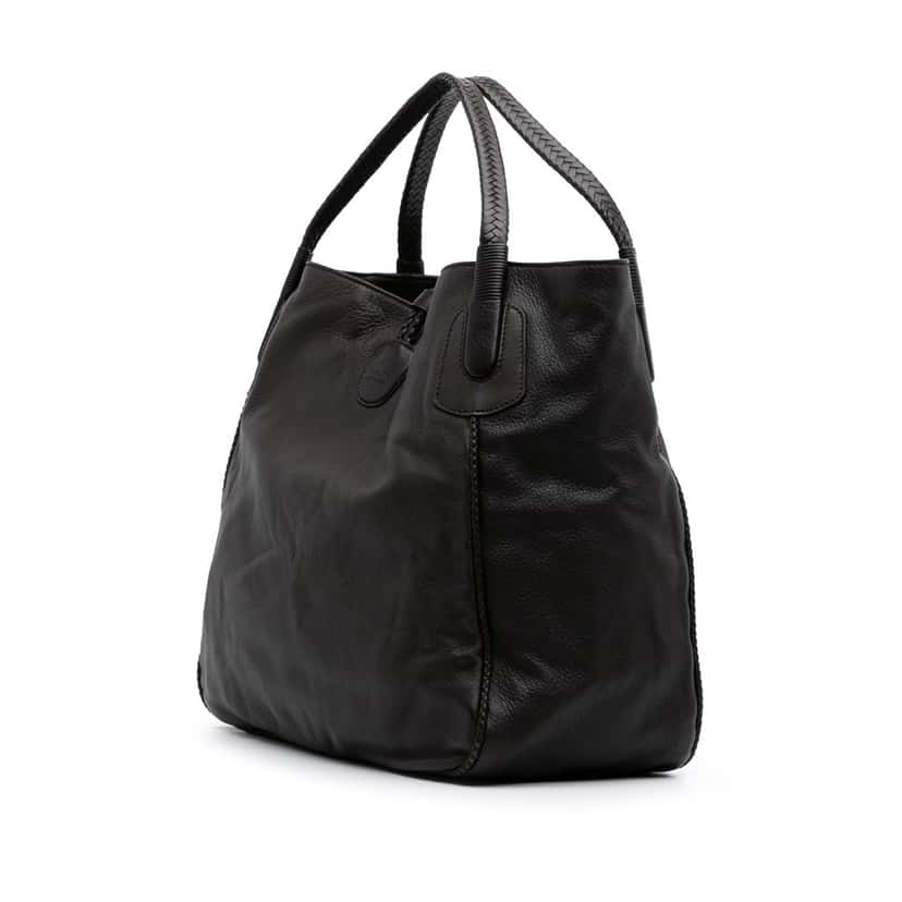 Gucci Large Pebbled Deerskin Bamboo Hip Tote Brown Leather Good condition - Back View