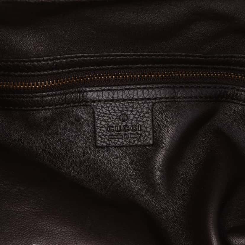 Gucci Large Pebbled Deerskin Bamboo Hip Tote Brown Leather Good condition - Box View