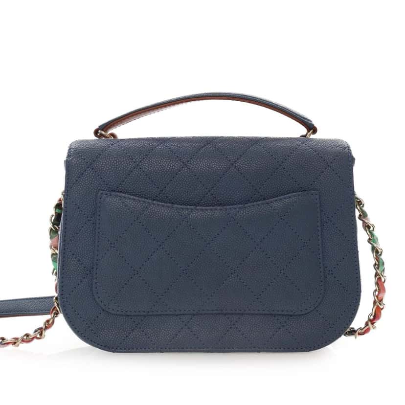 Chanel Small Caviar Paris Cuba Thread Around Flap Blue Leather Good condition - Model View