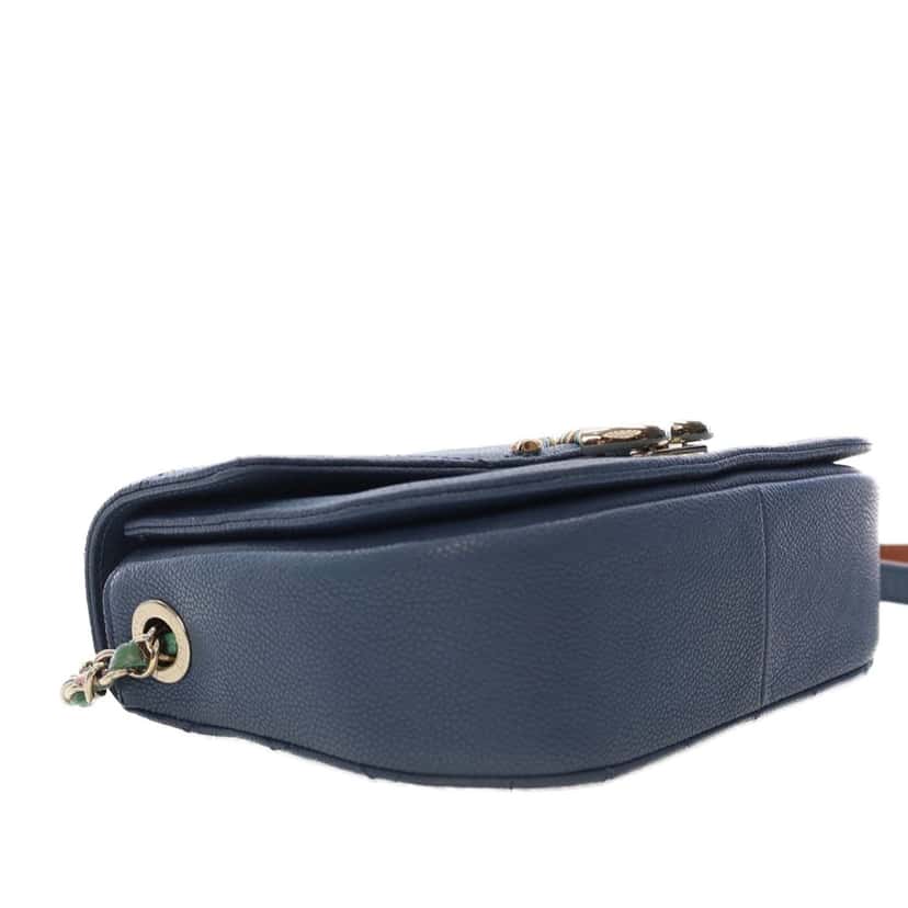 Chanel Small Caviar Paris Cuba Thread Around Flap Blue Leather Good condition - Box View