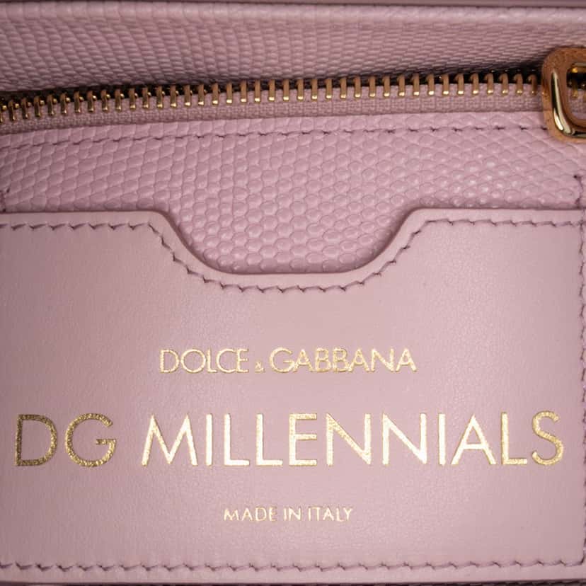 Dolce & Gabbana Iguana Embossed Calfskin Crystal Embellished DG Millennials Crossbody Pink Leather Good condition - Box View