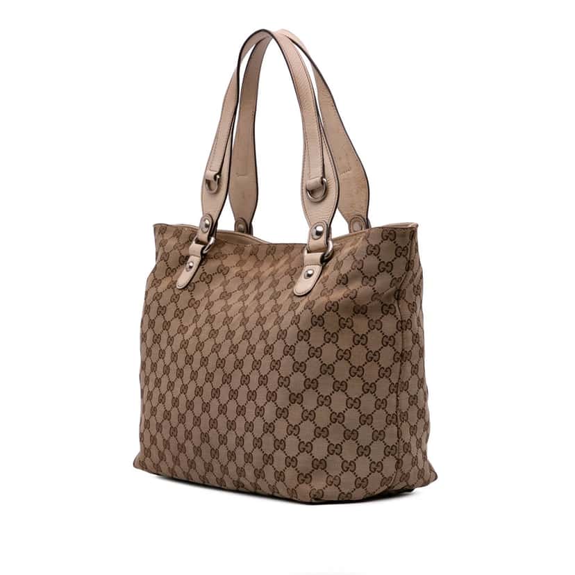 Gucci Medium GG Canvas Icon Bit Tote Brown Canvas Good condition - Back View