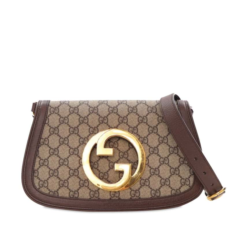 Gucci Small GG Supreme Blondie Chain Satchel Brown Canvas Good condition - Front View