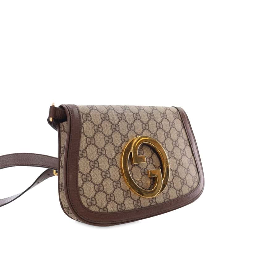 Gucci Small GG Supreme Blondie Chain Satchel Brown Canvas Good condition - Back View