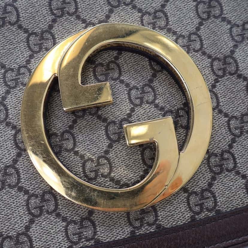Gucci Small GG Supreme Blondie Chain Satchel Brown Canvas Good condition - Box View