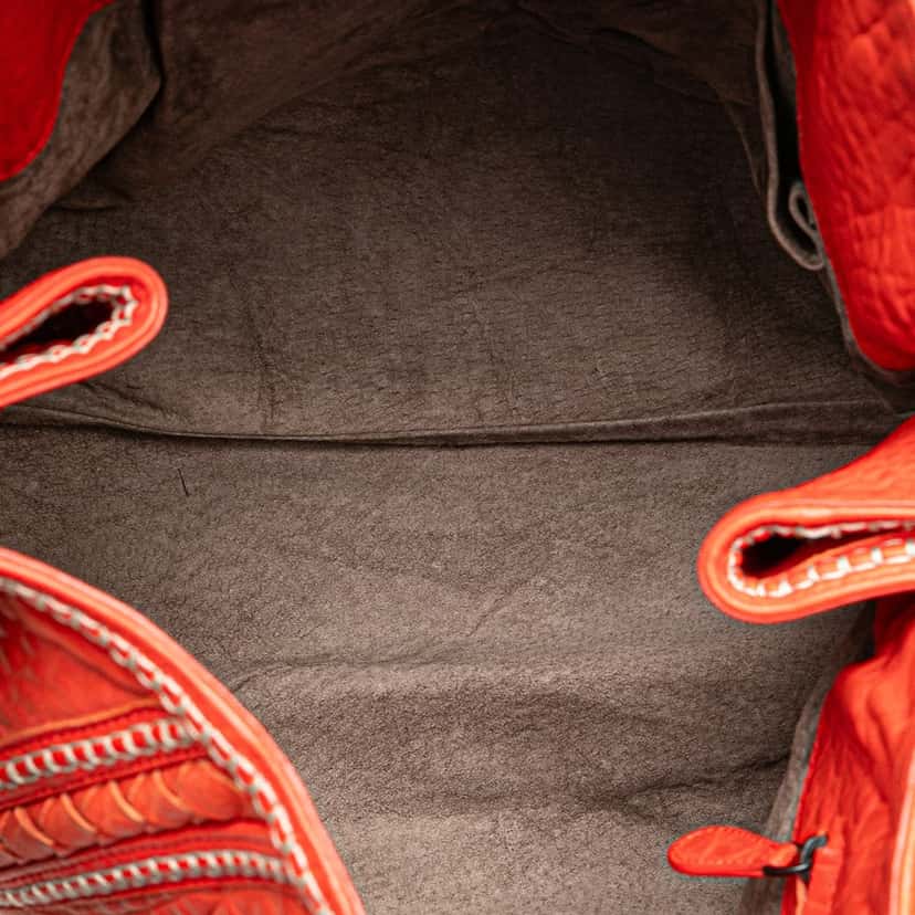 Bottega Veneta Leather Intrecciato Tote Orange Leather Good condition - Model View