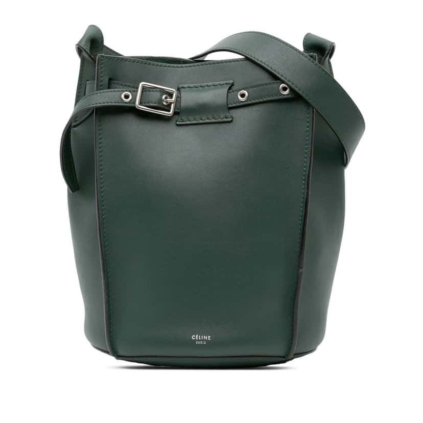 Celine Leather Big Bag Bucket Crossbody Green Leather Good condition - Front View