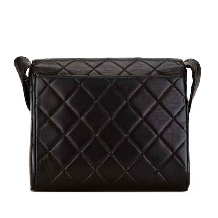 Chanel CC Quilted Lambskin Flap Black Leather Very good condition - Inside View