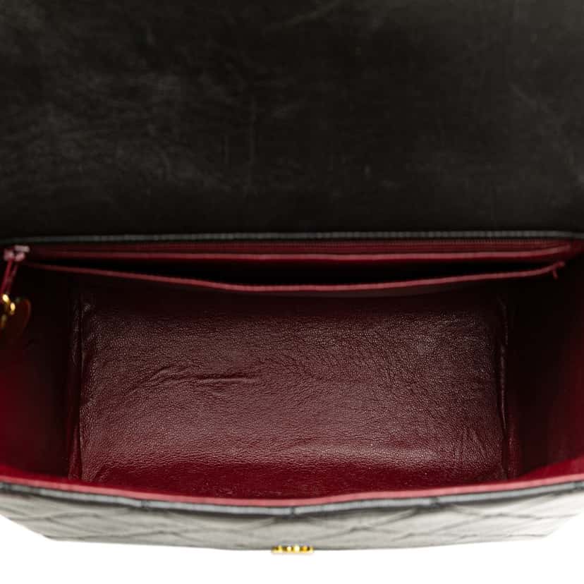 Chanel CC Quilted Lambskin Flap Black Leather Very good condition - Box View