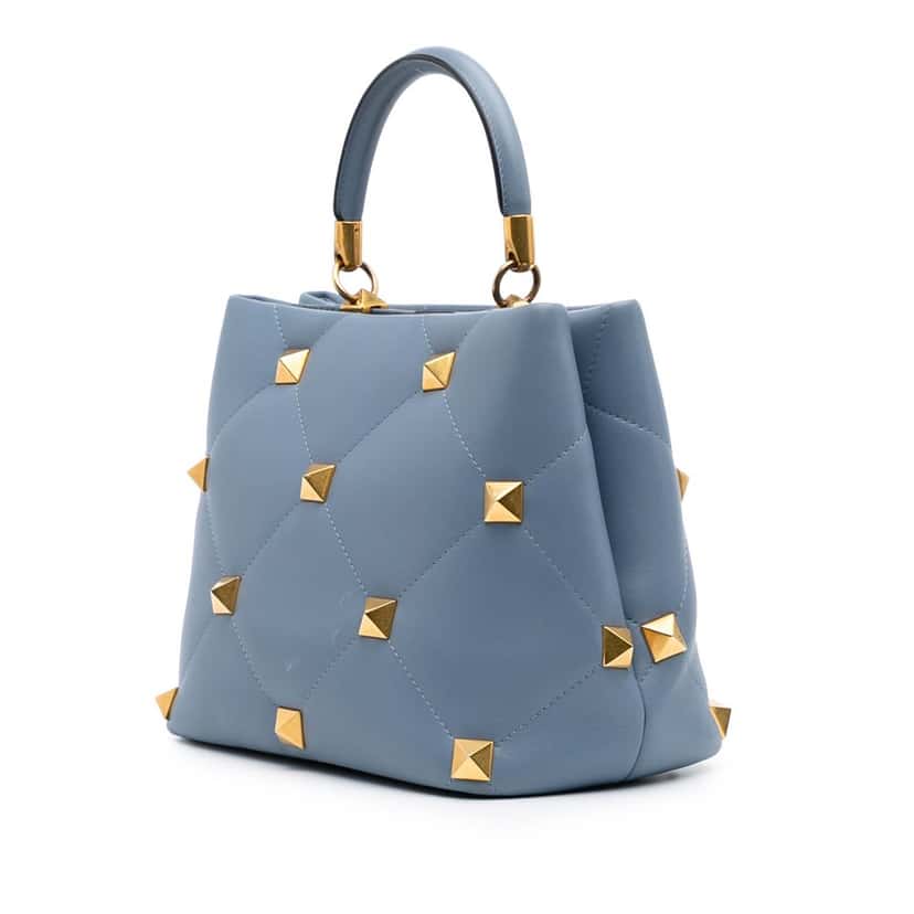 Valentino Nappa Roman Stud The Handle Bag Blue Leather Good condition - Back View