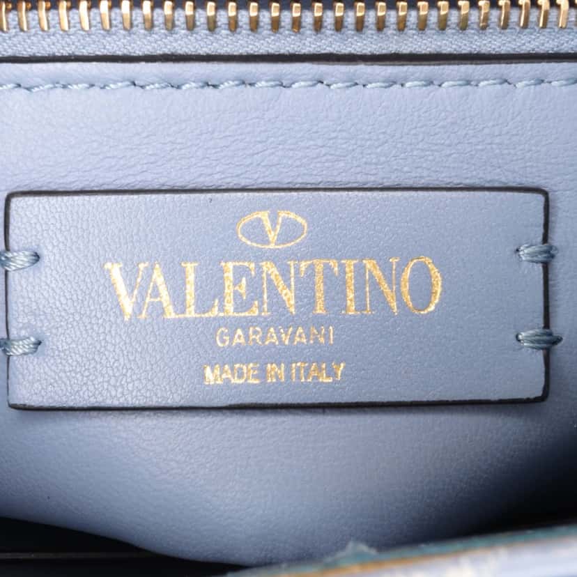 Valentino Nappa Roman Stud The Handle Bag Blue Leather Good condition - Box View