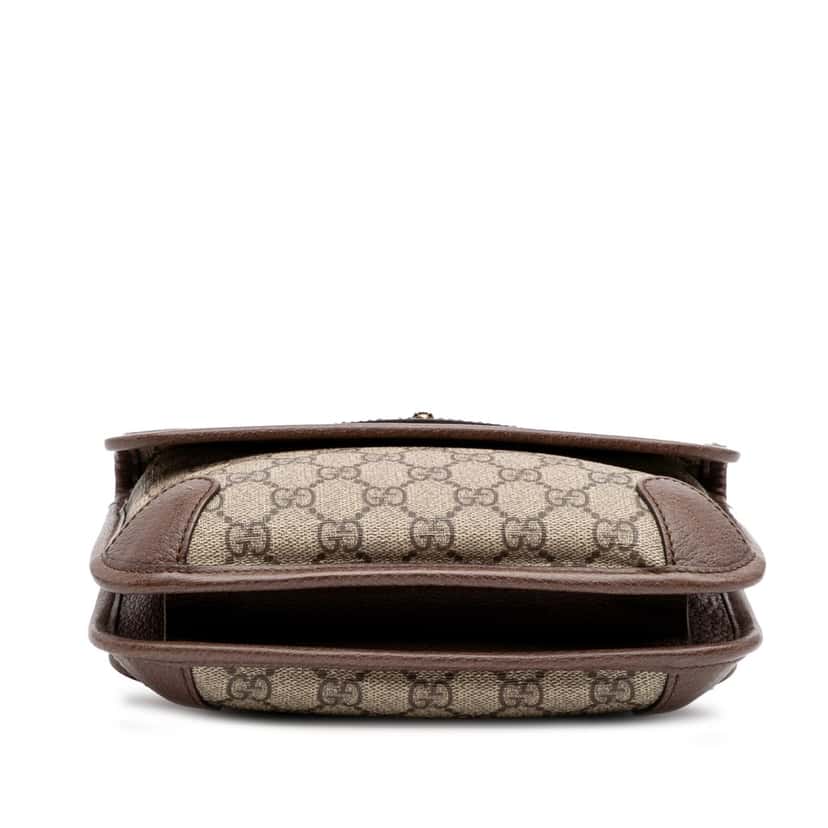 Gucci Small GG Supreme Web Neo Vintage Double Flap Messenger Bag Brown Canvas Good condition - Inside View