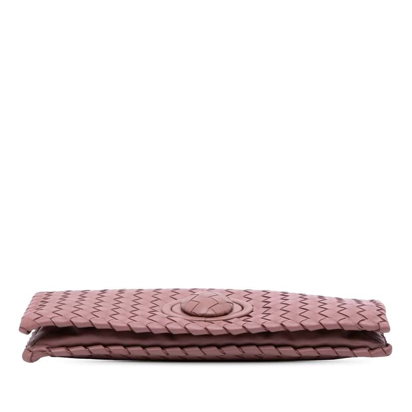 Bottega Veneta Nappa Intrecciato Turn Lock Clutch Pink Leather Good condition - Inside View