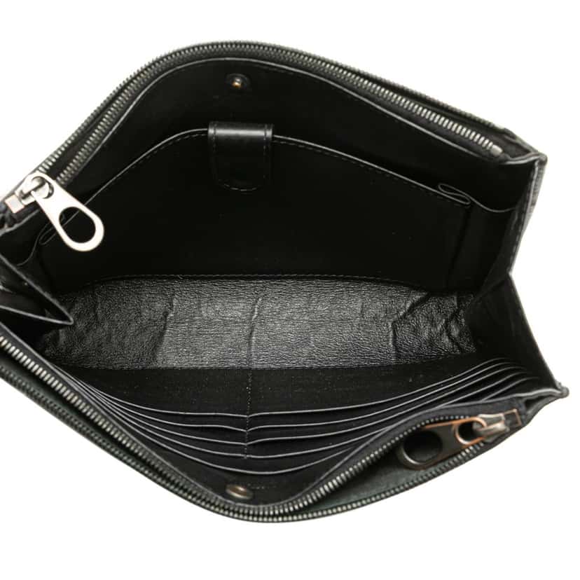Bottega Veneta Nappa Intrecciato Double Zip Clutch Black Leather Good condition - Model View