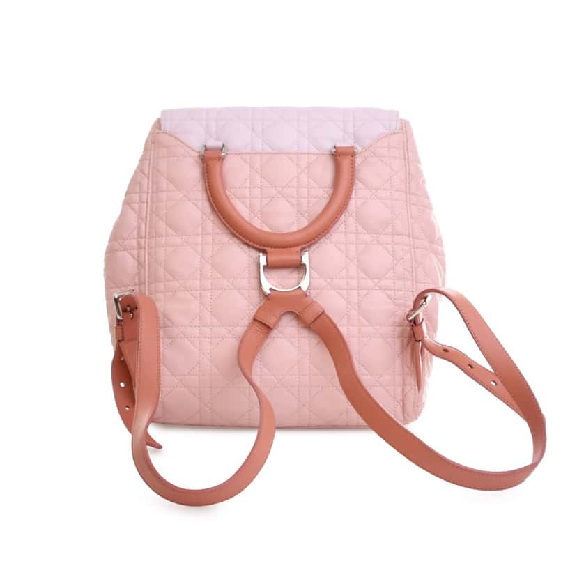 Dior Large Bicolor Lambskin Cannage Stardust Backpack Pink Leather Good condition - Back View