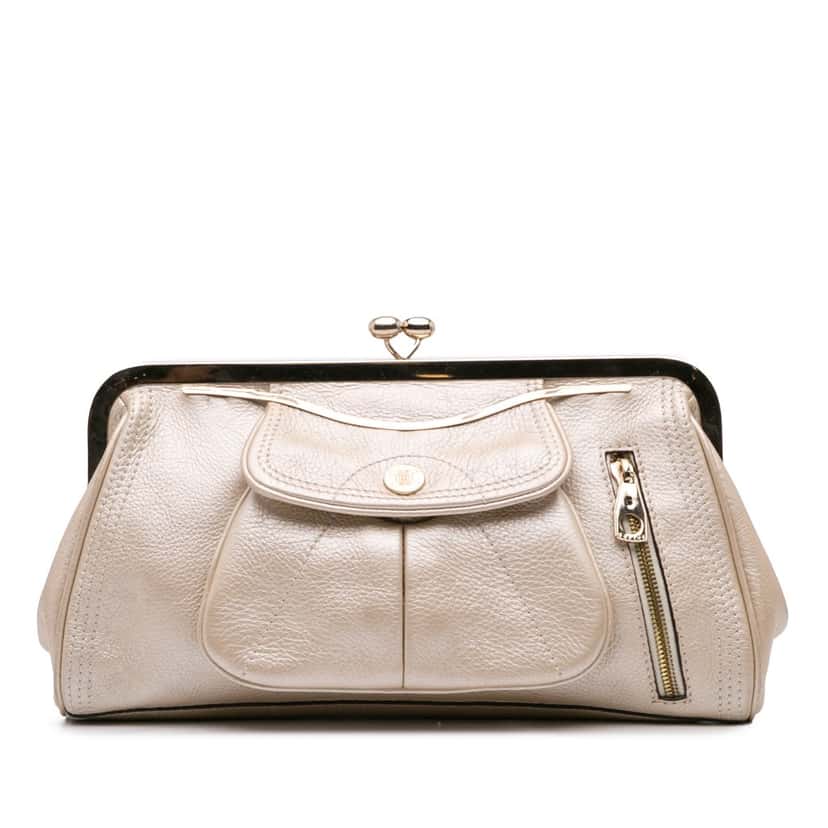 Celine Leather Clutch Gold Leather Good condition - Front View