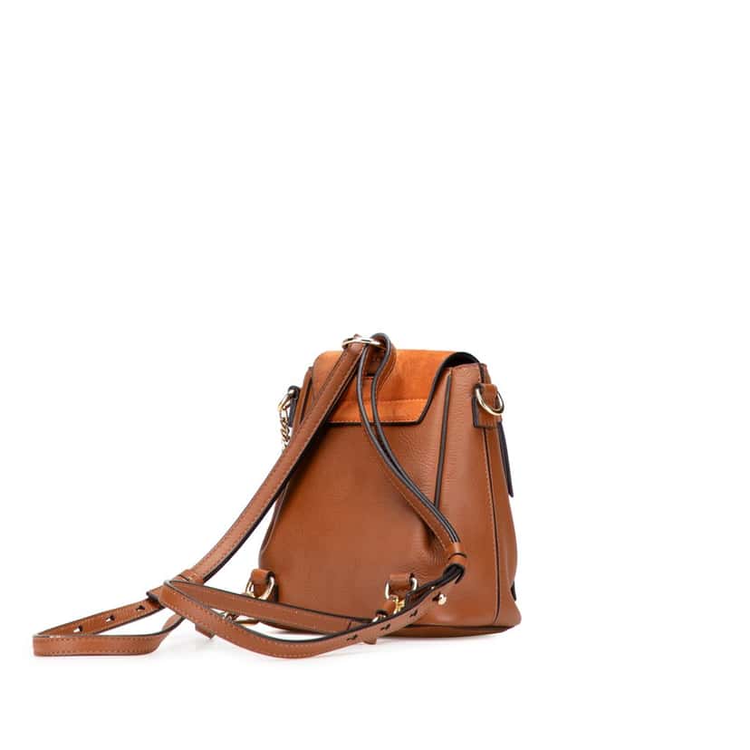 Chloé Mini Calfskin and Suede Faye Backpack Brown Leather Good condition - Back View
