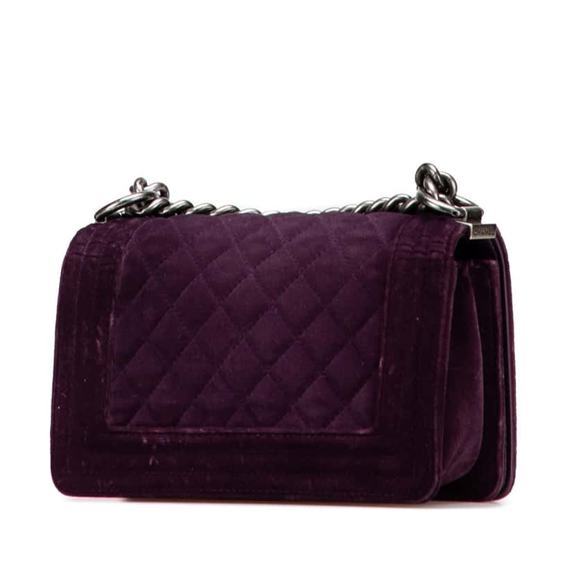 Chanel Small Quilted Velvet Boy Flap Purple Velvet Good condition - Back View