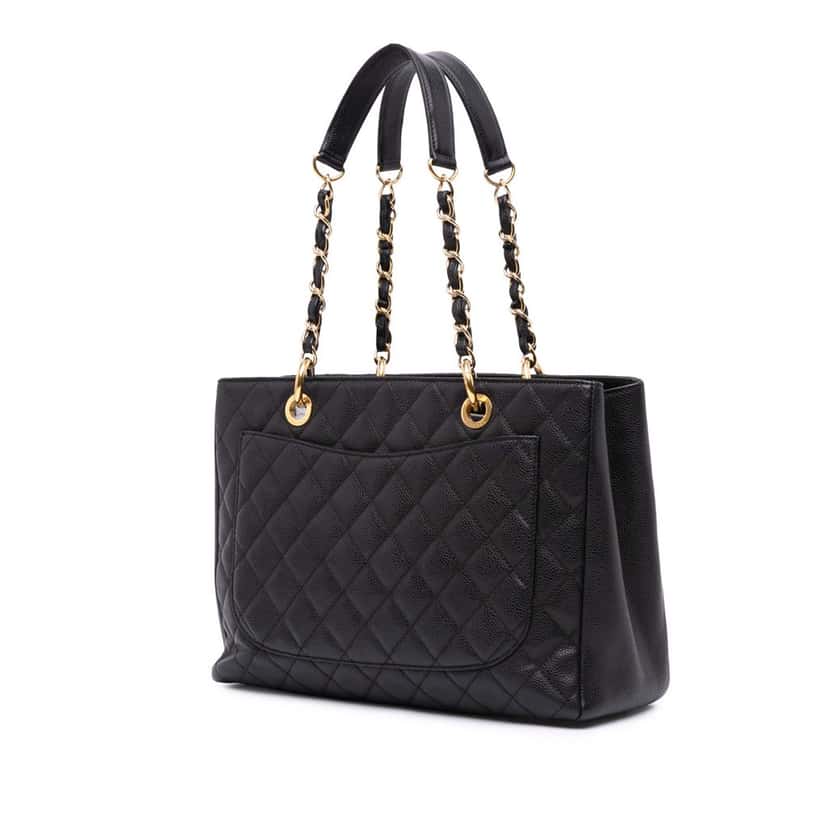 Chanel Caviar Grand Shopping Tote Black Leather Good condition - Back View