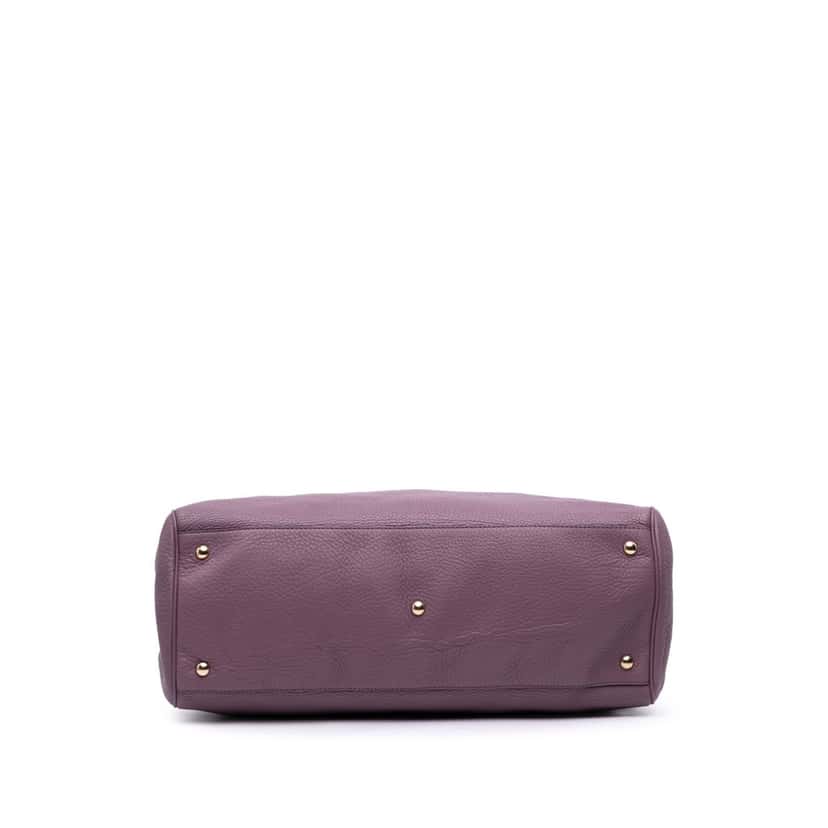 Gucci Large Calfskin Bamboo Shopper Satchel Purple Leather Good condition - Inside View
