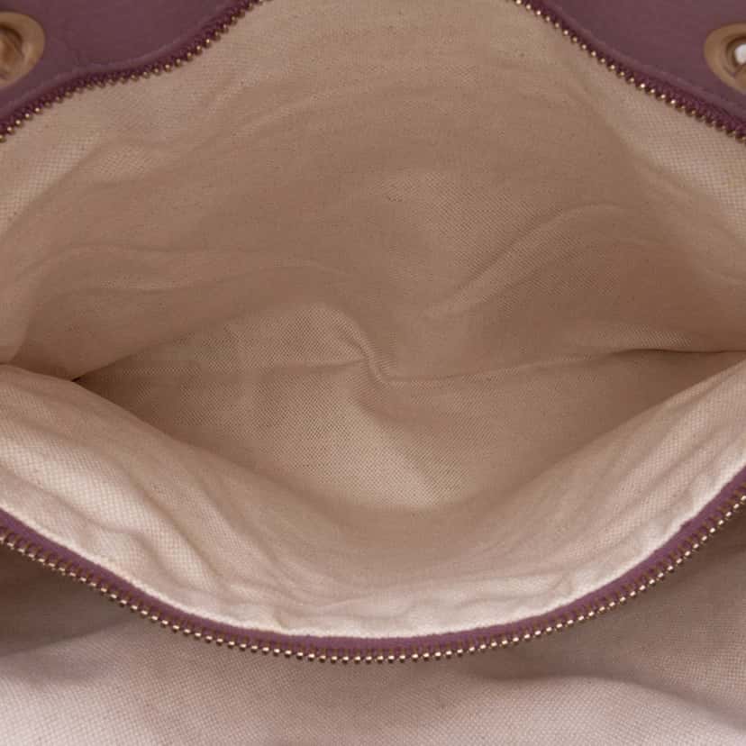 Gucci Large Calfskin Bamboo Shopper Satchel Purple Leather Good condition - Box View
