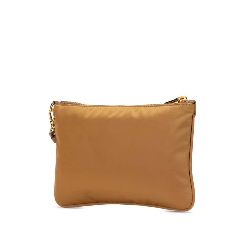 Prada Tessuto Wristlet Pouch Brown Good condition - Back View