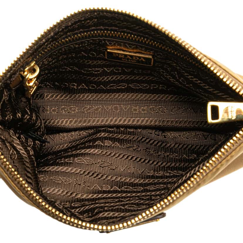 Prada Tessuto Wristlet Pouch Brown Good condition - Model View