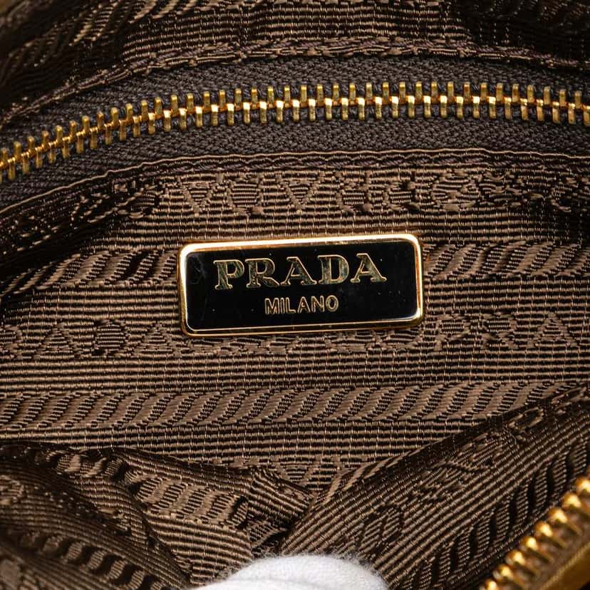 Prada Tessuto Wristlet Pouch Brown Good condition - Box View