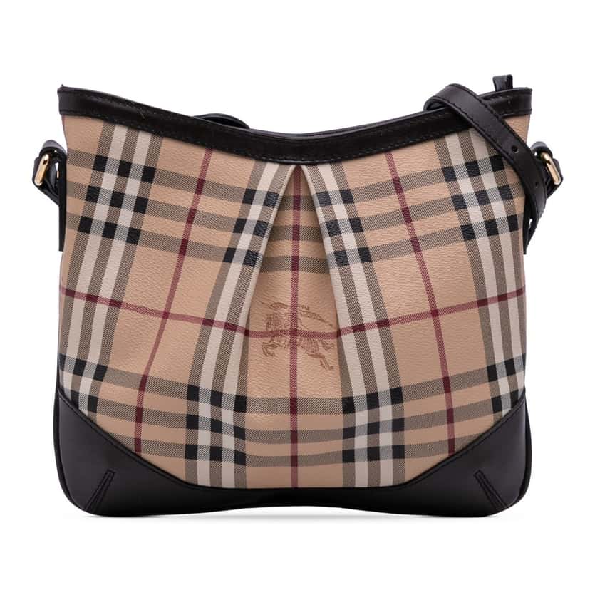 Burberry Medium Haymarket Check Coated Canvas Hartham Crossbody Brown Canvas Good condition - Front View