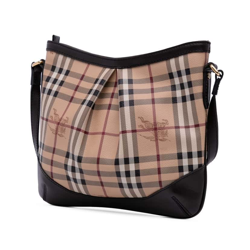 Burberry Medium Haymarket Check Coated Canvas Hartham Crossbody Brown Canvas Good condition - Back View